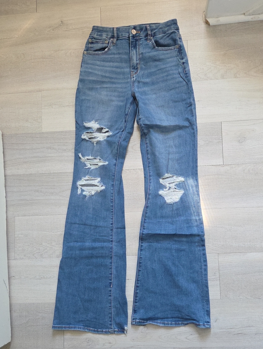 American Eagle Womens Curvy Super High-Rise Flare - Size 2 Long
